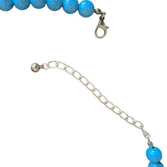 Multi-strand Statement Necklace Faux Pearl Turquoise Howlite Gold-tone Beads - Picture 7 of 7